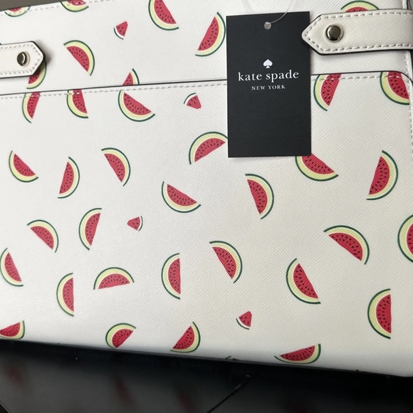 Kate Spade Staci Medium Top Zip Satchel Crossbody Watermelon Cream Multi - Picture 6 of 10